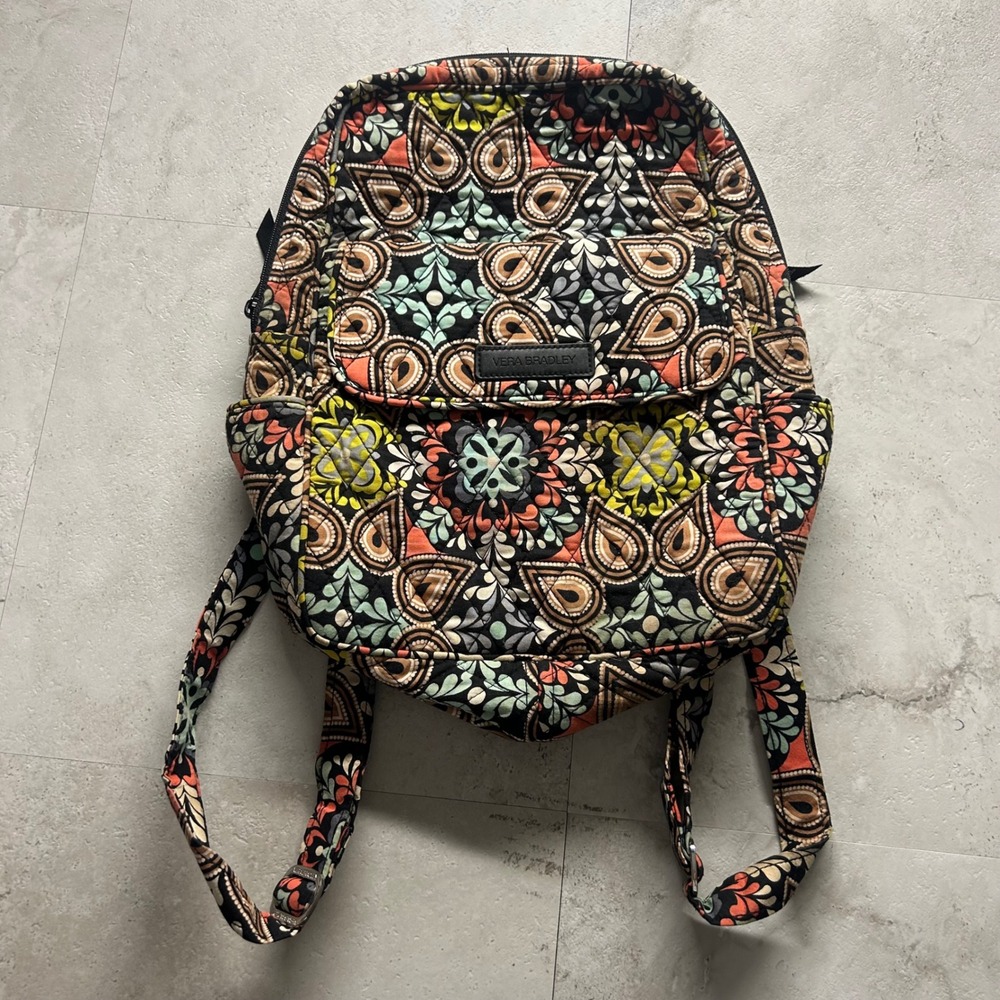 Vera Bradley Backpack Multi-Color Paisley Quilted Cotton Boho School Travel Bag
